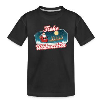 Santa Schlitten Weihnachtsszene - Kinder Premium Bio T-Shirt - Schwarz - Vorne
