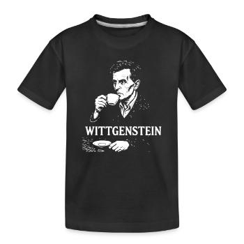 Wittgenstein Philosoph Kaffee Portrait - Kinder Premium Bio T-Shirt - Schwarz - Vorne
