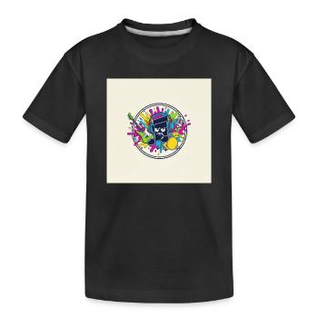 Buntes Cartoon-Musik-Logo - Kinder Premium Bio T-Shirt - Schwarz - Vorne