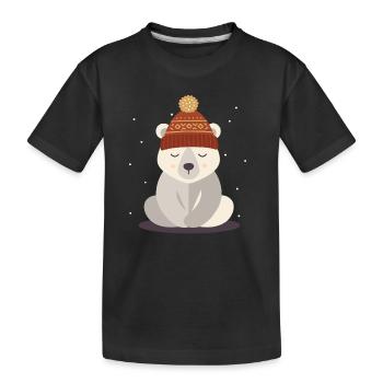Sleeping Polar Bear with Winter Hat – Winter Motif - Kids' Premium Organic T-Shirt - black - Front