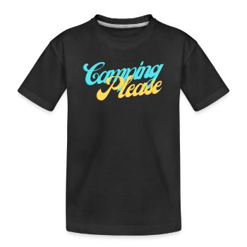 Camping Please Retro Script - Kinder Premium Bio T-Shirt - Schwarz - Vorne