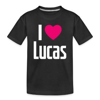 J’aime Lucas Coeur Rose J’aime Lucas - T-shirt bio Premium Enfant - noir - Devant