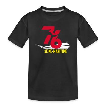 Stilisiertes Seine-Maritime-Emblem 76 - Kinder Premium Bio T-Shirt - Schwarz - Vorne