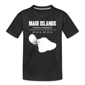 Conception de boussole de l’île de Maui avec coordonnées Vintage - T-shirt bio Premium Enfant - noir - Devant