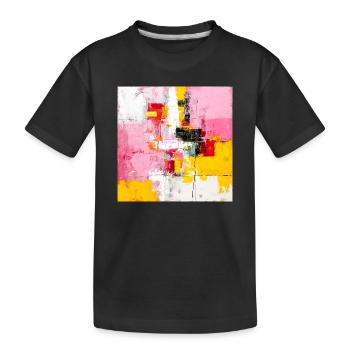 Abstrakte Farbblöcke Pink Gelb - Kinder Premium Bio T-Shirt - Schwarz - Vorne