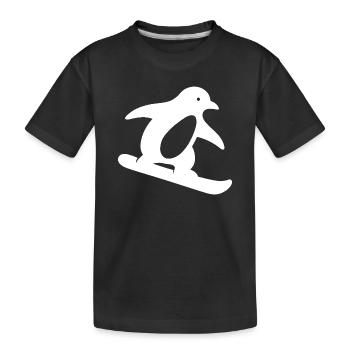 Minimalistischer Pinguin Snowboard Winterurlaub - Kinder Premium Bio T-Shirt - Schwarz - Vorne
