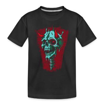Crâne turquoise avec cornes - T-shirt bio Premium Enfant - noir - Devant