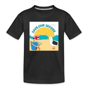 Save Our Seaside Illustration - Kids' Premium Organic T-Shirt - black - Front