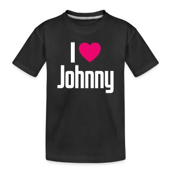 I Love Johnny Pink Heart I Love Johnny - Kids' Premium Organic T-Shirt - black - Front