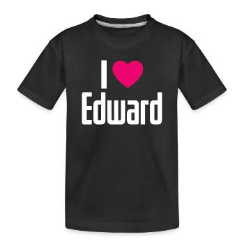 I Love Edward Pinkes Herz Ich liebe Edward - Kinder Premium Bio T-Shirt - Schwarz - Vorne