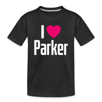 I Love Parker Pinkes Herz Ich liebe Parker - Kinder Premium Bio T-Shirt - Schwarz - Vorne