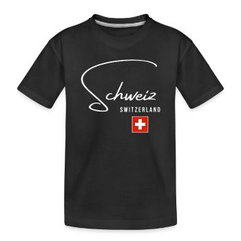 Schweizer Stolz, schlankes, minimalistisches Design - Kinder Premium Bio T-Shirt - Schwarz - Vorne