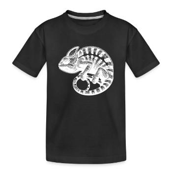 Cute chameleon in camouflage mode - Kids' Premium Organic T-Shirt - black - Front