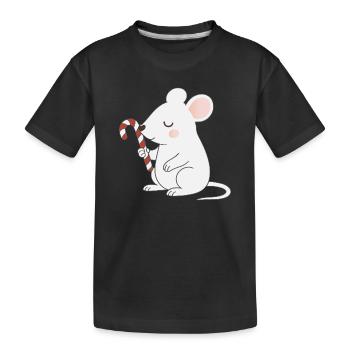 Souris mignonne avec une canne d’orge – Dessin animé mignon - T-shirt bio Premium Enfant - noir - Devant