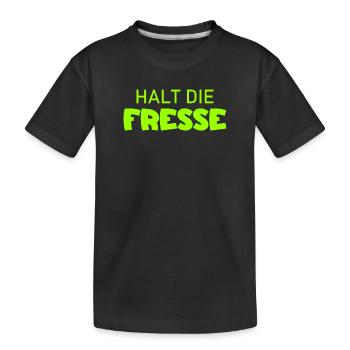 Halt die Fresse - Cooler Spruch - Kinder Premium Bio T-Shirt - Schwarz - Vorne
