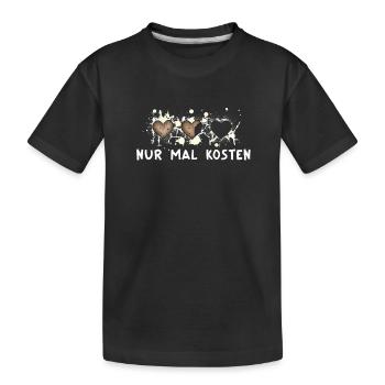 Nur mal kosten… Süßes Weihnachtsmotiv - Kinder Premium Bio T-Shirt - Schwarz - Vorne