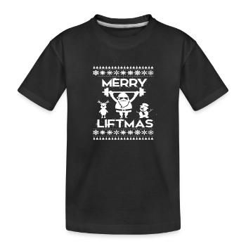 Christmas Power Santa Lifts Weights - Kids' Premium Organic T-Shirt - black - Front