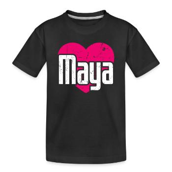 J’aime Maya Cœur Rose J’aime Maya - T-shirt bio Premium Enfant - noir - Devant