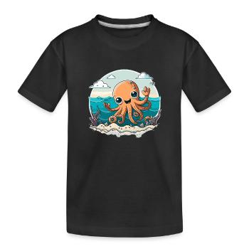 Calmar heureux sur la plage - T-shirt bio Premium Enfant - noir - Devant