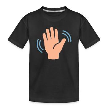 Winken-Hand Symbol Grafik - Kinder Premium Bio T-Shirt - Schwarz - Vorne