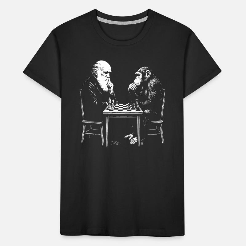Darwin plays chess with monkey - Evolution game Kids' Premium Organic T-Shirt