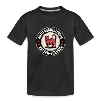 Amis des chats antifascistes - Contre la droite - T-shirt bio Premium Enfant - noir - Devant