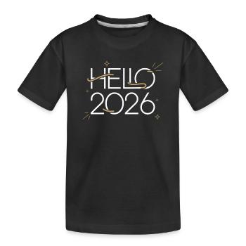 Neon Hallo 2026 - Kinder Premium Bio T-Shirt - Schwarz - Vorne