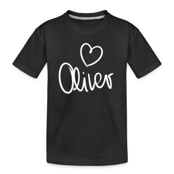 Prénatale de naissance d’Oliver avec le nom d’Oliver - T-shirt bio Premium Enfant - noir - Devant