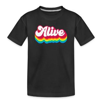 Alive – Retro Rainbow 70s - Kinder Premium Bio T-Shirt - Schwarz - Vorne