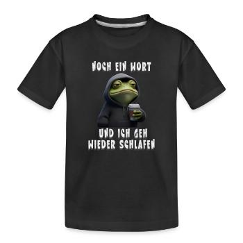 Grumpy Frosch mit Kaffee Cartoon - Kinder Premium Bio T-Shirt - Schwarz - Vorne