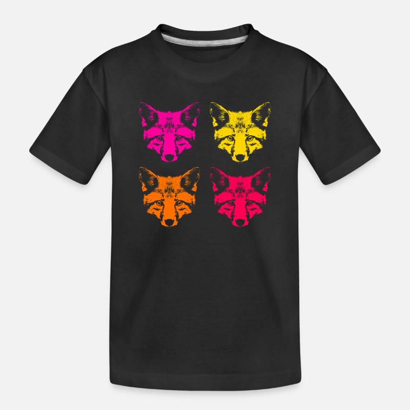 Renards de couleur - T-shirt bio Premium Enfant - noir