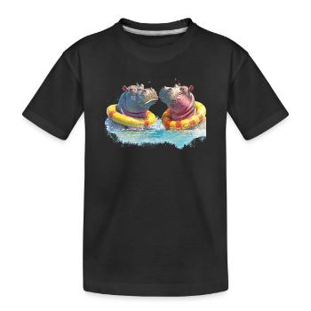 Double hippopotame pour se divertir dans la baignoire - T-shirt bio Premium Enfant - noir - Devant