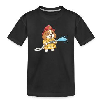 Chien pompier Beagle, pompiers volontaires - T-shirt bio Premium Enfant - noir - Devant