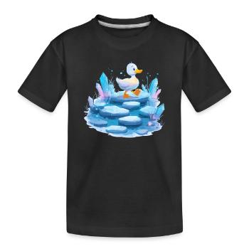 Piste de canard sur glace avec des cristaux - T-shirt bio Premium Enfant - noir - Devant