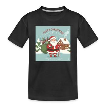 Le Père Noël de Noël avec sac et canne en sucre d’orge - T-shirt bio Premium Enfant - noir - Devant