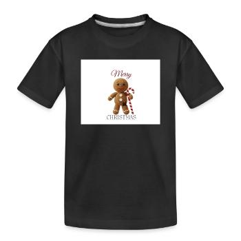 Bonhomme en pain d’épices avec canne de sucre d’orge - T-shirt bio Premium Enfant - noir - Devant