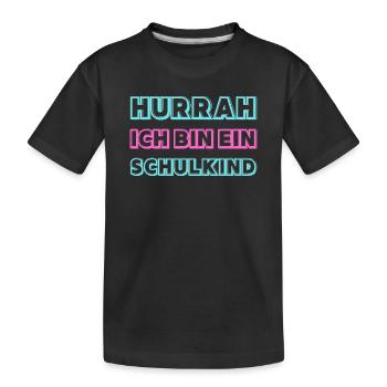 Hourra la fille au néon en lettres d’école - T-shirt bio Premium Enfant - noir - Devant