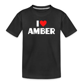 I Love Amber Red Heart Retro Statement - Kids' Premium Organic T-Shirt - black - Front