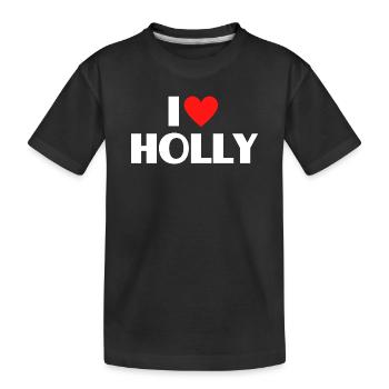 Ich liebe Holly rotes Herz Retro Statement  - Kinder Premium Bio T-Shirt - Schwarz - Vorne