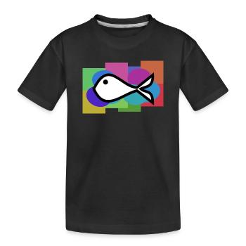 FISCH. GEDÄCHTNIS. SARDINE. APRILSCHERZ. MEER - Kinder Premium Bio T-Shirt - Schwarz - Vorne