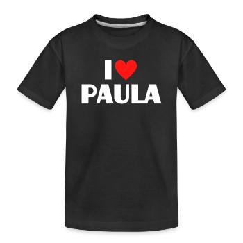Ich liebe Paula rotes Herz Retro Statement  - Kinder Premium Bio T-Shirt - Schwarz - Vorne