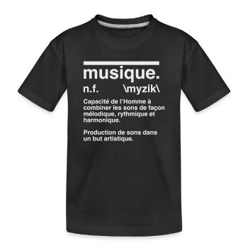 Musique Définition Style Dictionnaire - T-shirt bio Premium Enfant - noir - Devant
