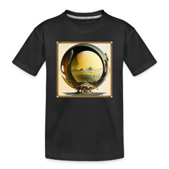 Sphère Anneau Monde Lunaire Surréaliste - T-shirt bio Premium Enfant - noir - Devant
