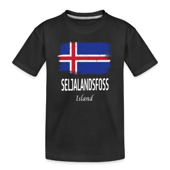 Seljalandsfoss - Kinder Premium Bio T-Shirt - Schwarz - Vorne