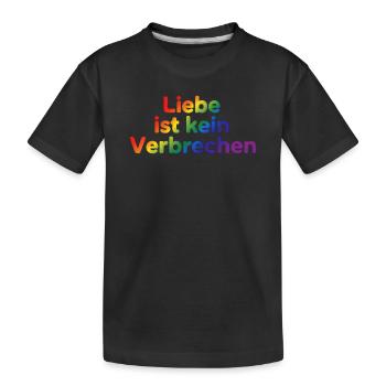 Love Is Not a Crime – Pride Statement - Kids' Premium Organic T-Shirt - black - Front