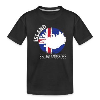 Seljalandsfoss - Kinder Premium Bio T-Shirt - Schwarz - Vorne