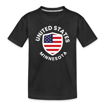 Patriotic USA Minnesota Schilddesign - Kinder Premium Bio T-Shirt - Schwarz - Vorne