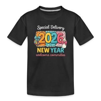 New Year 2026 Special Delivery - Kids' Premium Organic T-Shirt - black - Front
