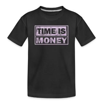 Zeit ist Geld Neon-Panel - Kinder Premium Bio T-Shirt - Schwarz - Vorne