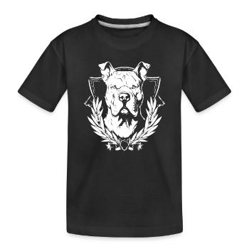 Chien fort dans une couronne d’honneur - T-shirt bio Premium Enfant - noir - Devant